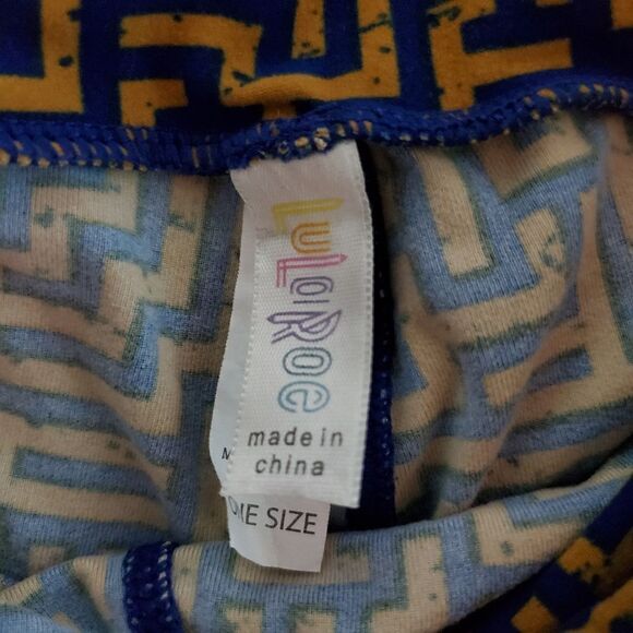 LuLaRoe Yellow & Blue Maze Leggings (OS) - Picture 6 of 6